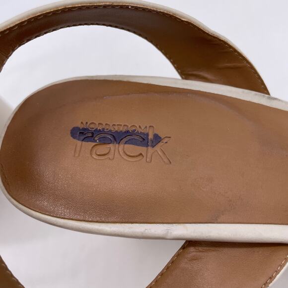 Nordstrom Rack Womens Carrie White Leather Open Toe Low Wedge Heeled Sandals 11M - Picture 2 of 11